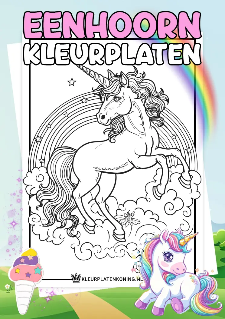 Eenhoorn (unicorn) kleurplaten